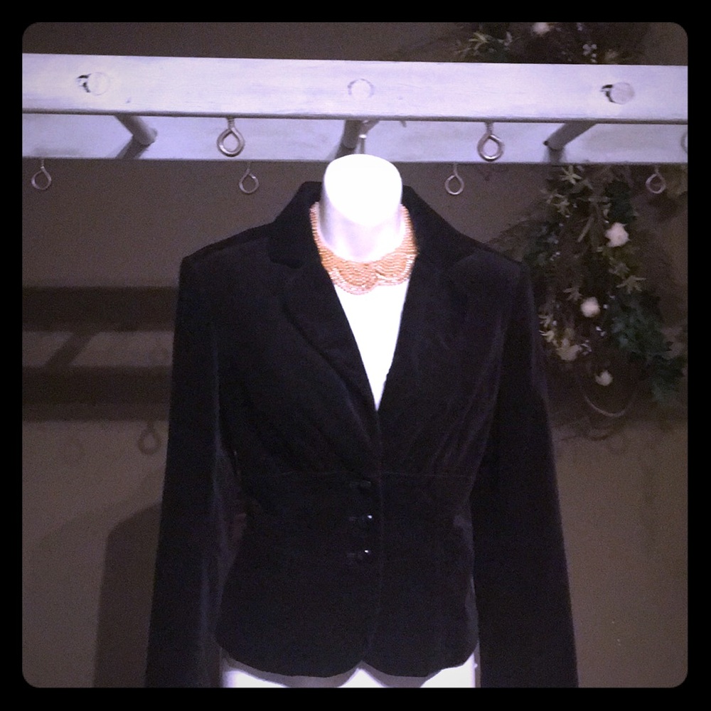 Guess Black Velvet Blazer with corset in back CUTE